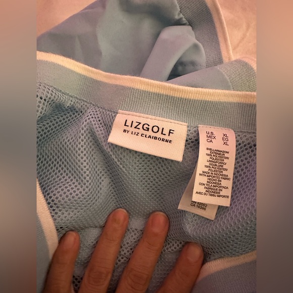 Liz Golf Baby Blue Women's Pullover WInd Breaker Jacket, Vented, Pockets Size XL - Picture 6 of 6